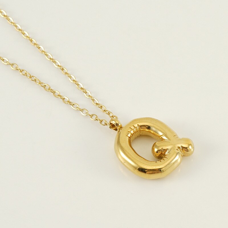 Gold color / 1 Piece Simple Series Simple Letter Q Stainless Steel 18K Gold Plated Women's Pendant Necklaces Picture17